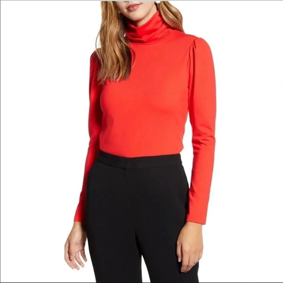Rachel Parcell Puff Sleeve Turtleneck Sweater Top - Picture 1 of 8